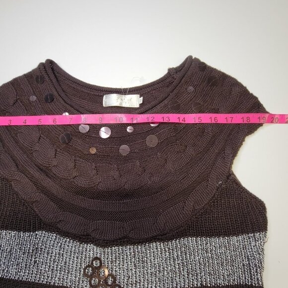 SEQUIN Sleeveless Knit Sweater Dark Brown Dress - One Size Fits Most - Picture 7 of 11